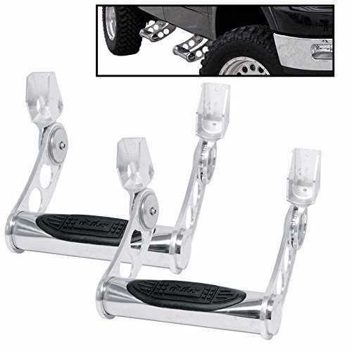BULLY Mirror Polished T-304 3in Stainless Steel Pair of Truck Bed Side Steps Nerf Bar w/ Multi-Level Adjustment for Height Settings