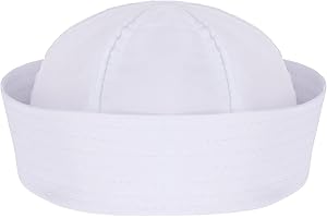 SUMERSHA White Sailor Hat Navy Captain Yacht Hat Halloween Costume Sailor Cap for Women Men Dressing Up Party