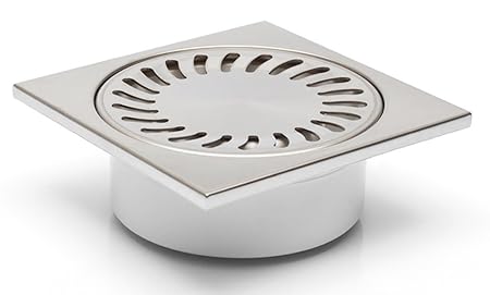 Bodenablauf-Duschablauf in Edelstahl-150x150mm - DN 50 -Superflach - 55mm Einbautiefe - Geruchsverschluß - (320-N)