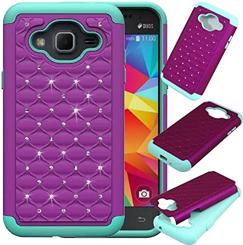 Galaxy J2 Prime Case, Galaxy Grand Prime Plus Case, Eflistone[Shock Absorption] Drop Protection Hybrid Armor Defender Protective Case Cover forJ2 Prime (Purple/Teal)