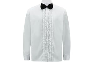 JQAKFIY Harry and Lloyd Dumb Ruffled Tuxedo Shirts Dumber 90s Prom Retro Shirts with BowTie Halloween Cosplay for Men