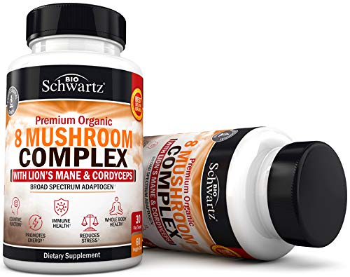 image for BioSchwartz Premium Organic 8 Mushroom Complex Supplement with Lions M