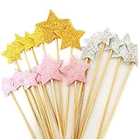 DoTebpa 48 Pieces Little Star Toppers,Food Baby Shower Decor and Cupcake Party Picks