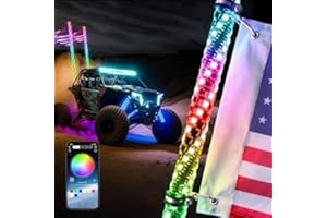 SAFEBAO 3FT LED Whip Lights for UTV RGB Chasing/Dancing Light Remote Control APP-Supported, 600+ Color Mode Combinations, RGB Chasing Lighted Antenna Whips for UTV, ATV, Truck, Dune Buggy