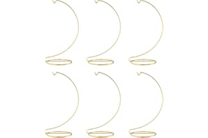 Creative Hobbies 10 Inch Tall Gold Metal Ornament Display Hanger Stands for Displaying Christmas Ornaments, Glass Terrariums, Etc.- Pack of 6 Stands
