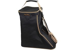 Paris Tack 3 Layer Padded Back Open Western Boot Bag, Black/Beige Trim