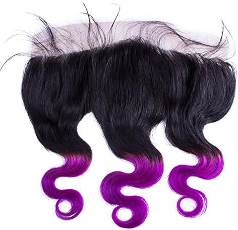 Virgin Hair Factory 10" ~ 22" 1B#TPurple# Color Body Wave Indian Remy Human Hair 13" x 4" Top Lace Frontal Closure Free Part With Baby Hair 130% Density 20 Inch QT-88