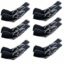 PinKit Unisex Fingerless Cotton Arm Sleeves, Protection Sleeves from Sun Tanning for Driving, Biking, Cycling For Men & Women (6 Pair) – Black