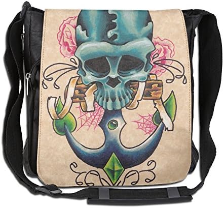 NYYSBU Crossbody Messenger Bag Anchor Skull Rose Shoulder Tote Sling Postman Bags One Size
