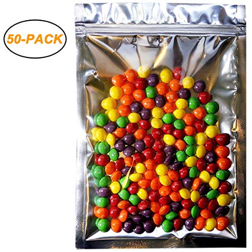 Wekoil 50 PCS Large Mylar Bags Clear Zipper Lock Aluminum Foil Bags Resealable Packaging Plastic Pouches Bulk Foil Lined Seal Wrapper Coffee Candies Electronic Accessories Storage 18CMx25CM/7 x10