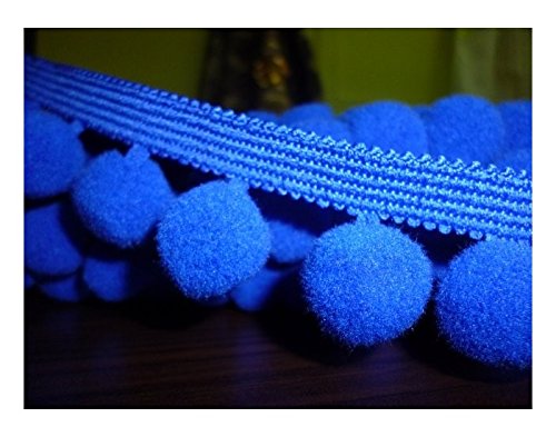 POM POM Bobble Trim Fringe Pompom Trimming - Cushion and Curtain Decoration, Home Decor - XL Size 2cm Craft Pompons (Royal Blue, 5 Meters)