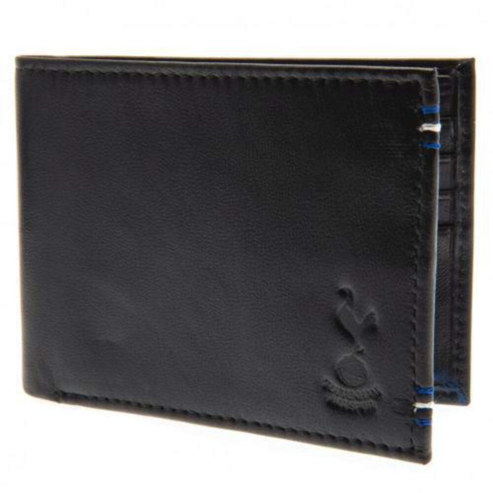 Totttenham Hotspur Fc Black Leather Executive Leather Stitched Wallet In Gift Box