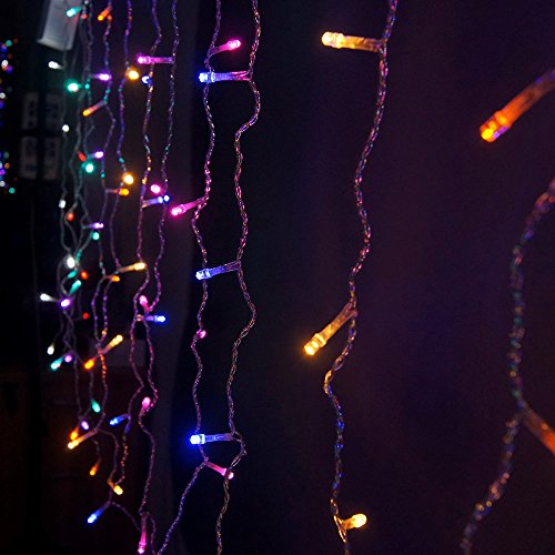 XPH Icicle Curtain Light 33M 300 LED Colorful Icicle Curtain Light with Tail Connector for Xmas ...