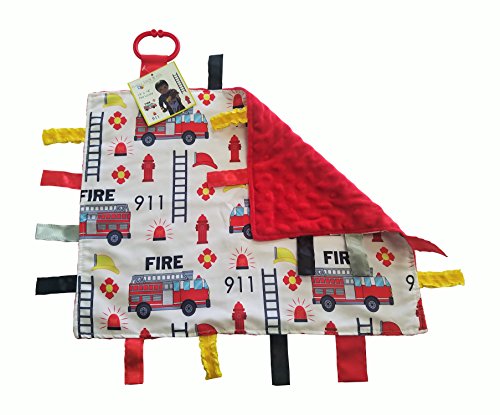 Sensory Baby Tag Blanket, Fire Fighter, Fire Rescue Squad Blanket 14x18 Lovey ...
