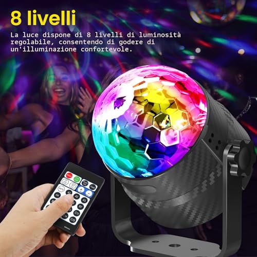 Gobikey Disco Lights 360° Rotating Music Control Disco Ball Party with Remote Control and 2m Cable, 15 RGB Light Effects, Great for Home Party, Birthday, Holiday