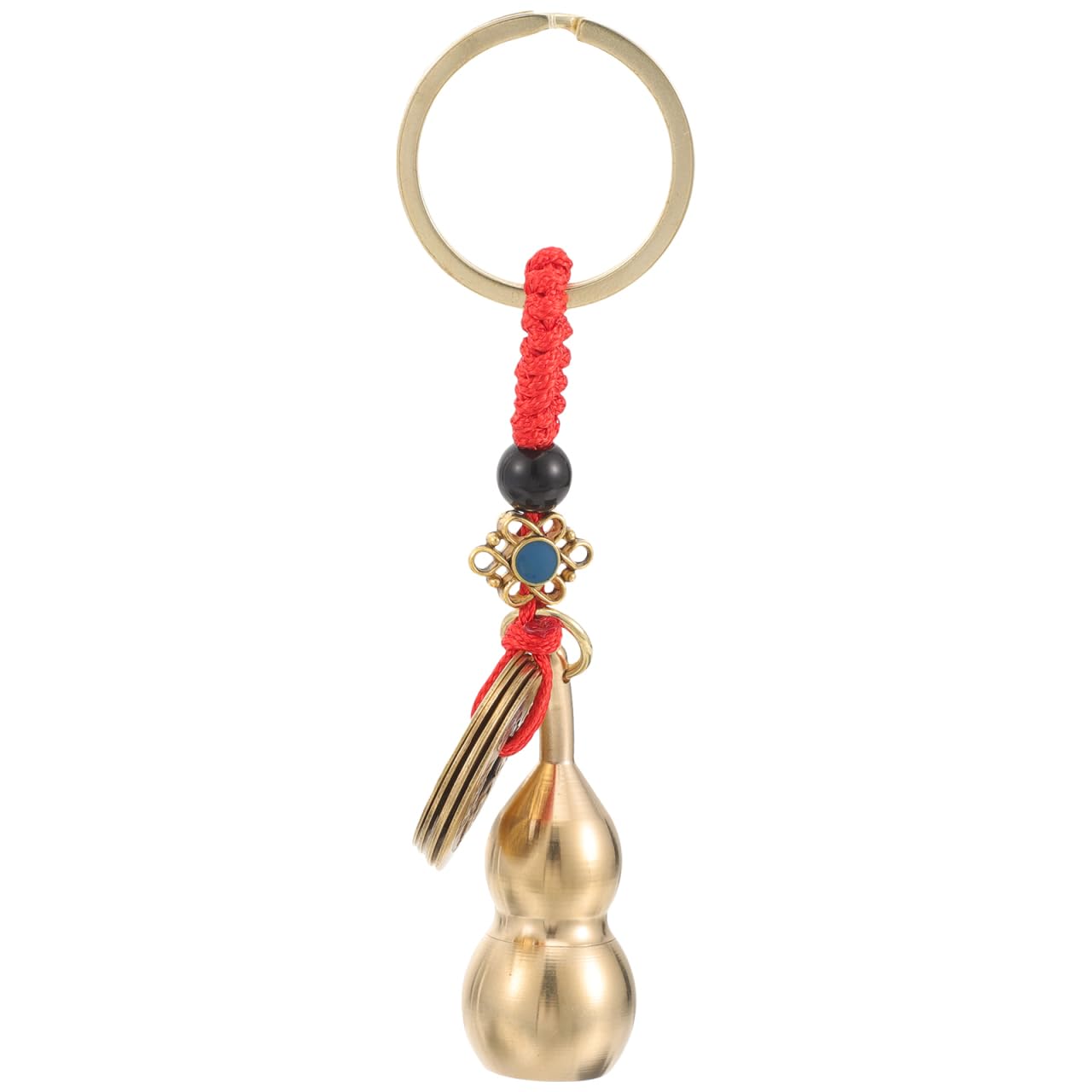 Healifty Feng Shui Brass Wu Lou Pumpkin Keychain Chinese Feng Shui Coins for Good Luck Wealth Prosperity Success Caravan Decor,10X2X2CM