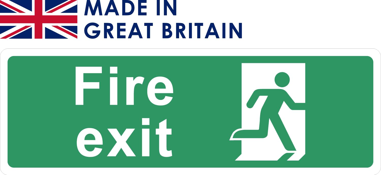 315mm x 105mm x 3mm premium composite aluminium Fire exit sign (no arrow) with rounded corners. Permanent signs for buildings