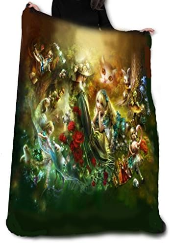Memories of Wonderland Fleece Blanket, Gothic Home Decor, Soft Bed Throw Tapestry, Fantasy Art by SHU, 58 x 58inches