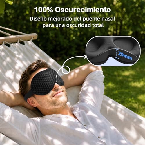 INNELO Antifaz para Dormir con Peso Mejorado de 130 g, Antifaz 3D para Mujeres y Hombres, Transpirable y Cómodo, Alivio de la Presión, 100% Bloqueo de Luz, para Dormir y Viajar, Negro