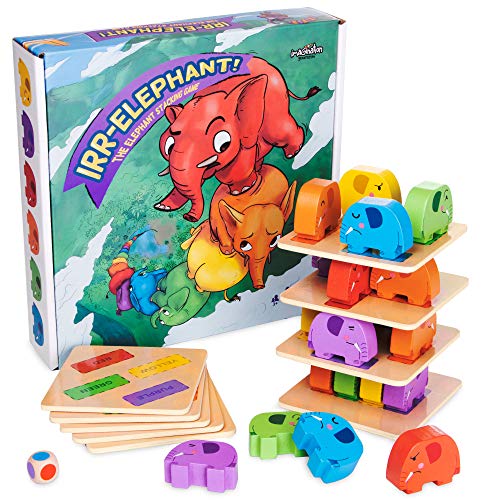 Imagination Generation Irr-Elephant -The Elephant Stacking Tower Game - Children's Tabletop Board Game for Kids and Toddlers - Wooden Block Dexterity for Fun Family Game Night and Early Learning Play (Best Dexterity Board Games)