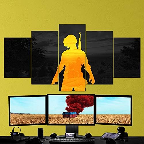 GameWallArt - PUBG Canvas Wall Art, Playerunknowns Battlegrounds, PUBG Multi Panel Art, PUBG 5 Piece Canvas Wall Art, Gaming Canvas, PUBG Poster, PUBG Gift, Framed Ready to Hang (Medium 39"x23")