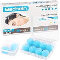 Reusable Silicone Ear Plugs, Waterproof Noise Cancelling EarPlugs for Sleeping, Shooting, Airplanes, Concerts, Mowing...