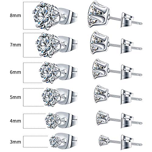 UHIBROS 6 Paires Boucles d\'oreilles Femme pour Homme Piercing Helix Piercing Tragus Acier Inoxydable 316L Zircone Cubique Aretes Hipoalergénicos Fermoir boucles d\'oreilles