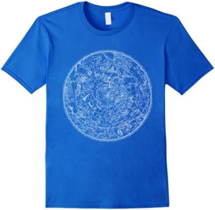 Men's Constellation Vintage North Sky Map Star Chart Space T Shirt Medium Royal Blue