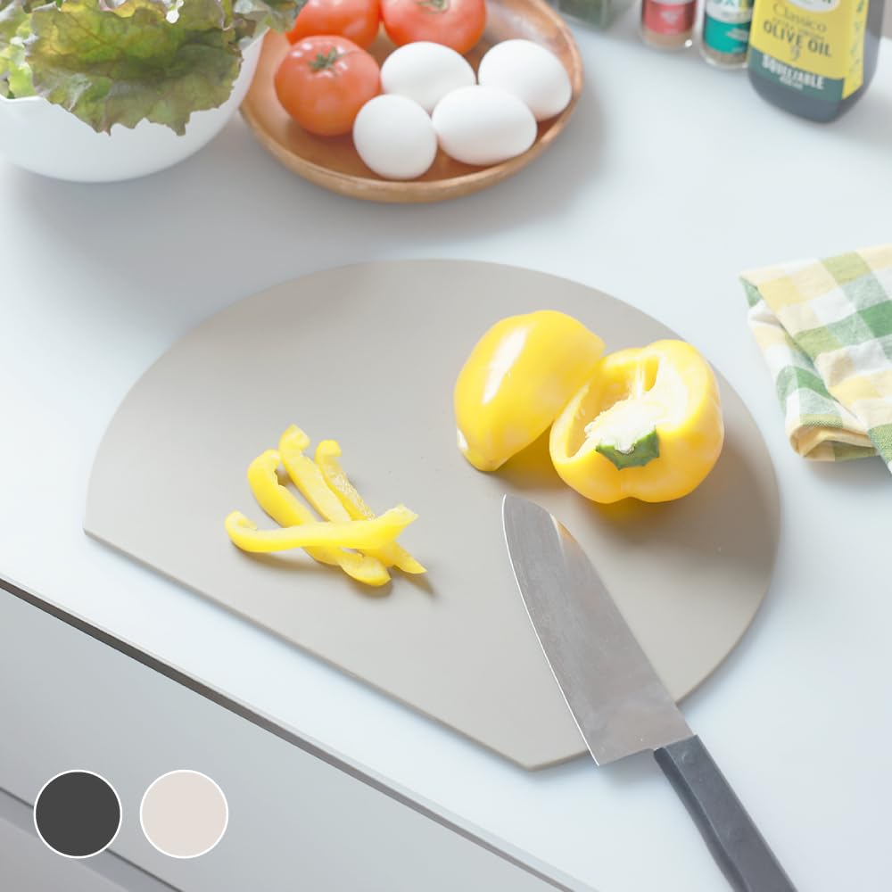 [CICADA] まな板 丸まな板 黒 丸 食洗機対応 軽量 小さい 耐熱エラストマー (Lグレージュ)商品画像