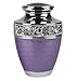 MEMORIALS 4U Large Lavender Love Cremation Urn for Human Ashes- Lavender Urn - Adult Funeral Urn Handcrafted with Engraved Silver Bands - Brass Urn - Large Urn Deal with Free Bag