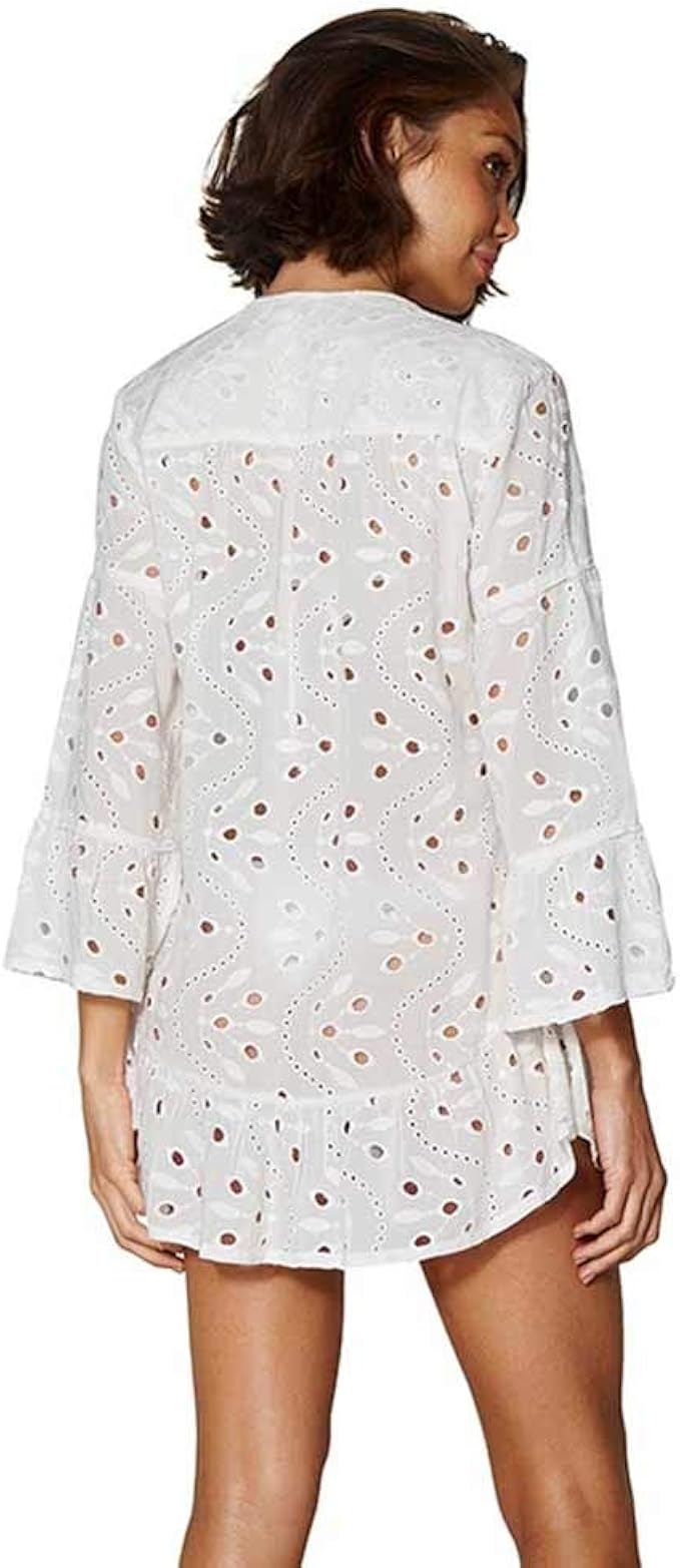white eyelet beach cover up