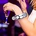 BOKIN Bracelet Bangle Flask 304 Stainless Steel Wine/Alcohol Wrist Flasket with Handmade Rhinestone Lid, Funnel in Gift Box For Women Girls Dance Birthday Party Club Bar 3.5oz (Silver)