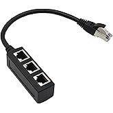 Anxingo RJ45 Ethernet Splitter Cable - 1 Male to 3 Female LAN Adapter for Cat5, Cat5e, Cat6, Cat7 Socket Connector