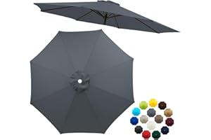 LZXNFZY 6.5ft 7.5ft 9ft 10ft Patio Umbrella Top Canopy Replacement Cloth,6 Ribs 8 Ribs Outdoor Market Table Yard Pool Garden Parasol Umbrella Canopy Replacement UV Protective Covers(Grey,7.5FT(8-ribs))