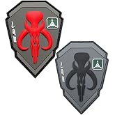 EnigmaGlow 2 Pcs Mandalorian Bounty Hunter Boba Fett Morale Patch 3D PVC Rubber Applique Emblem Hook Backed