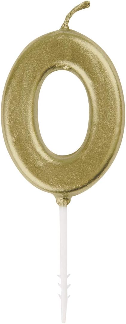 Mini Metallic Gold Number 0 Pick Birthday Candle (3cm x 11cm), Elegant and Dazzling Party Decoration - Image 3
