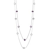 Silver Layered Long Necklace for Women Pearl Crystal Sweater Strand Chain Necklaces Fashion Gifts