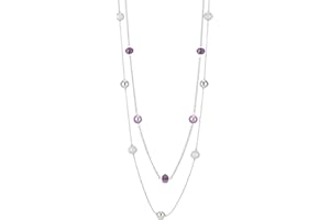 FULU AUTUMN Silver Layered Long Necklace for Women Pearl Crystal Sweater Strand Chain Necklaces Fashion Gifts