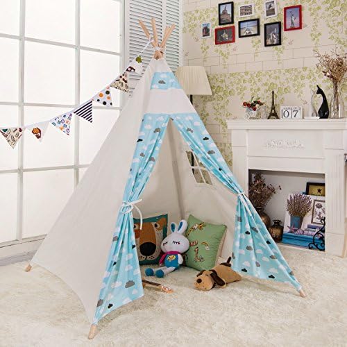 AniiKiss 6' Giant Canvas Kids Play Teepee Children Tipi Play Tent - Cloud Door