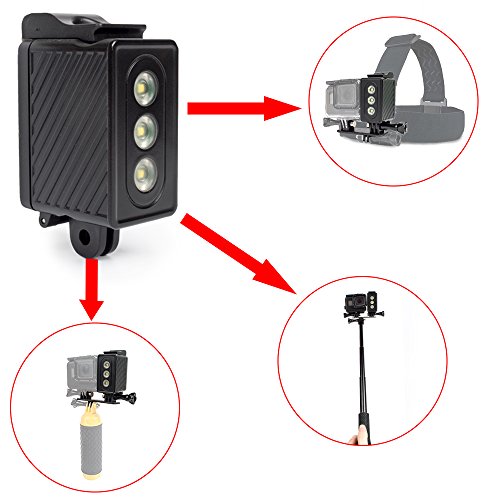 ADIKA Underwater Light for GoPro 30m Waterproof Sidekick Side LED Flash Spot Flood Lighting Camera Accessories - for Dive Diving Scuba - for GoPro Hero 2018 6 5 4 3+ 3 2 SJcam SJ5000 EKEN Xiaomi Yi