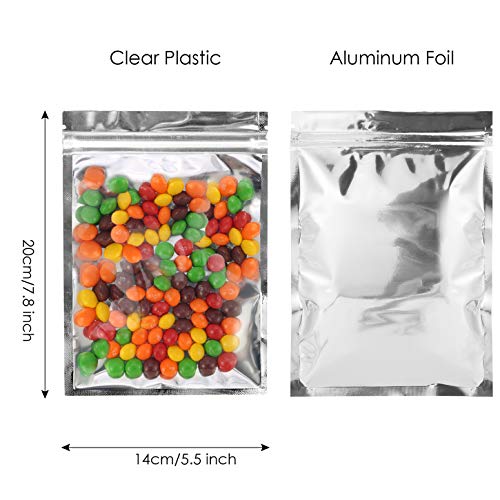 Resealable Mylar Bags 100 Pcs 5.5 X 7.8 Inch Smell Proof Ziplock