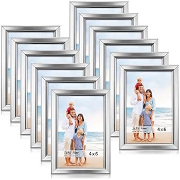 LaVie Home 4x6 Picture Frames (12 Pack, Silver) Simple Designed Photo Frame with High Definition Glass for Wall Mount & Table Top Display, Set of 12 Classic Collection