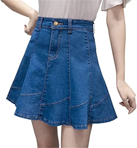 Women's Vintage High Waisted A Line Flare Denim Jeans Mini Skater Short Skirt