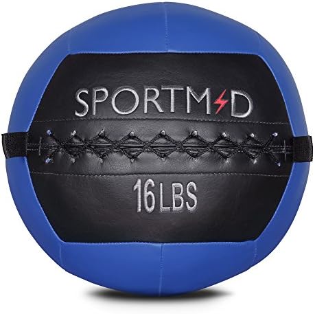Sportmad Soft Medicine Ball Wall Ball for CrossFit Exercises Strength Training Cardio Workouts Muscle Building Balance, 6/10/12/14/18/20/28/30LBS, Red&amp;Black /Blue&amp;Black