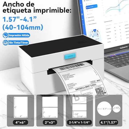 WELIKERA Impresora Térmica Inalámbrica Bluetooth 4x6 para Etiquetas Adhesivas, Compatible con iPhone, Android, Windows y macOS - Ideal para Negocios, Envíos y Oficina