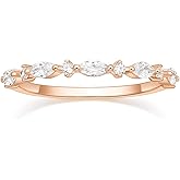 SHINYSO 14K Gold Plated Wedding Band for Women Thin Stacking Ring Half Cubic Zirconia Eternity Engagement Ring Size 4-10