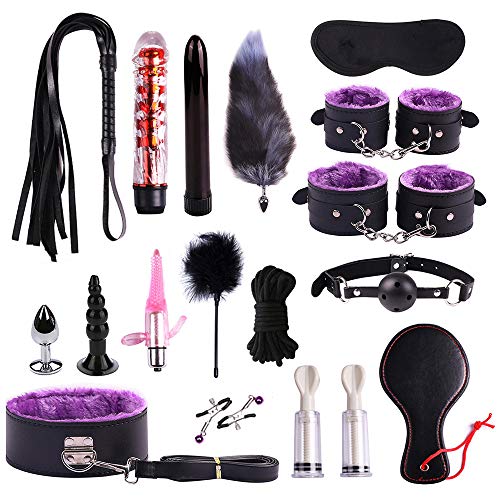 happinesssale Binding Bundled Suit Purple Yoga Long Leather 17Pcs/Set Warm Winter Gear Sēx Kit Hāndcuff Whip Blindfold SM Cosplay Queen Rëštrâîňtš for Partner Fun Toy Seeking Excitement
