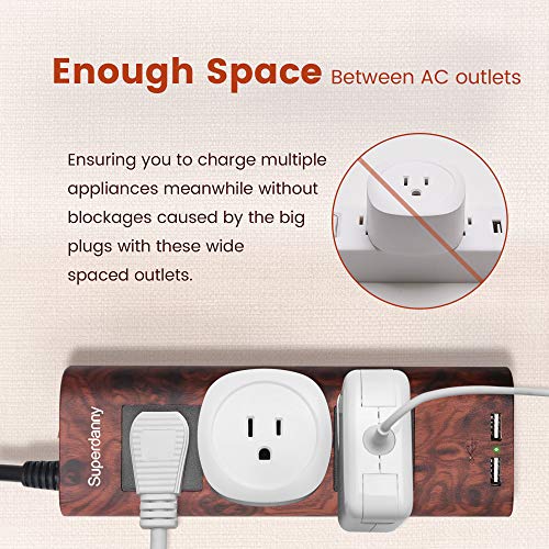 Surge Protector Power Strip 10 ft Extension Cord 3 Outlet 2 USB Desktop