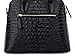QZUnique Women's Cowhide Genuine Leather Crocodile Veined Cross Body Shoulder Handle Amphibious Shell Bag Black