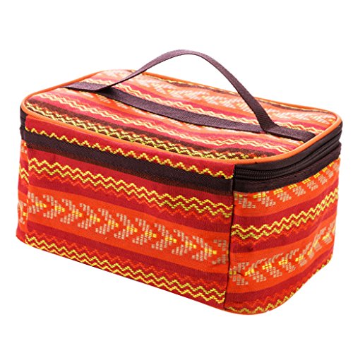 Homyl Outdoor Tableware Storage Bag Handbag Chinese Ethnic Style Spice Jars Organizer Case Carry Bag